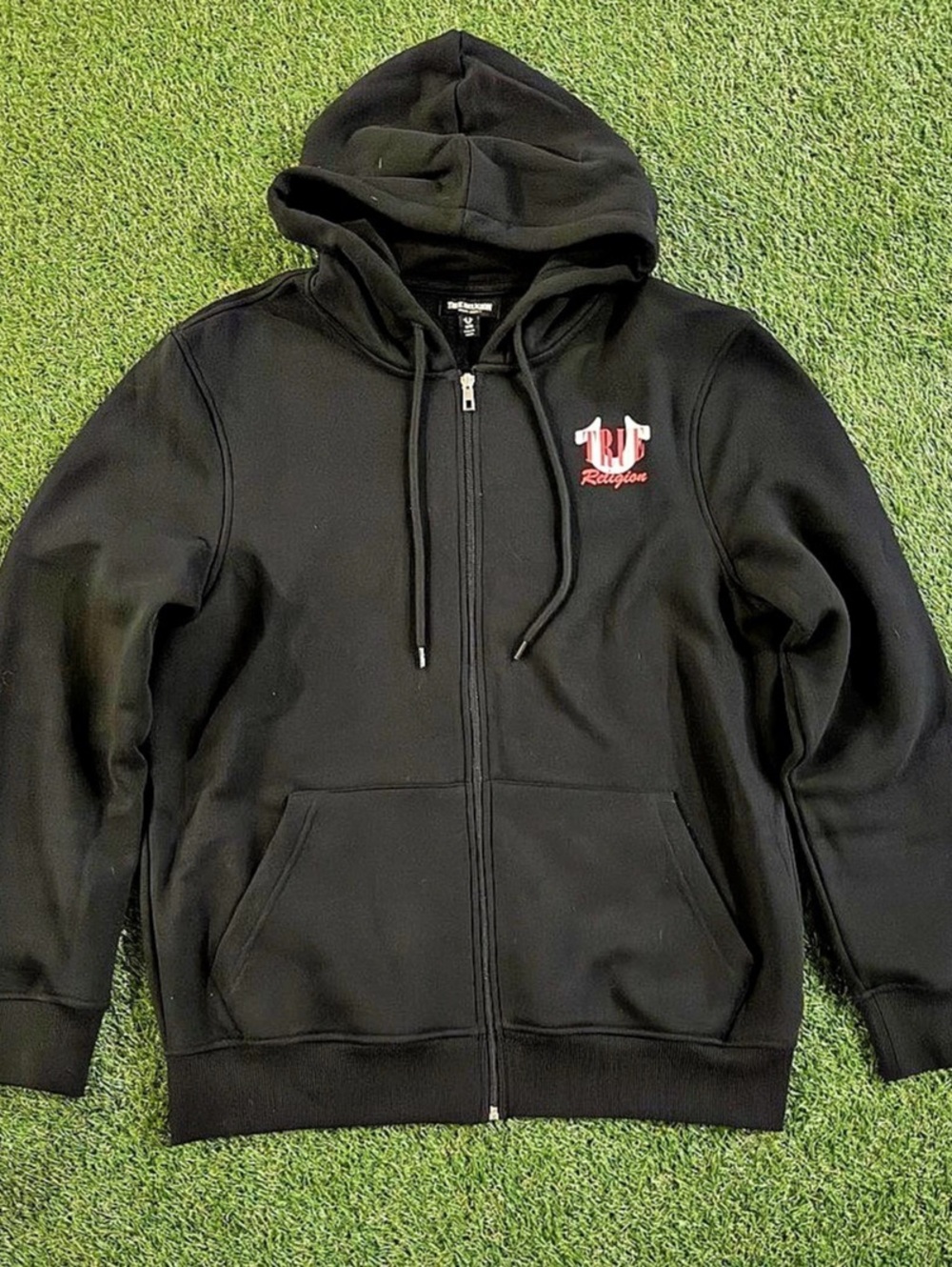 True Religion Buddha Guitar Full Zip Hoodie Black & Red Medium